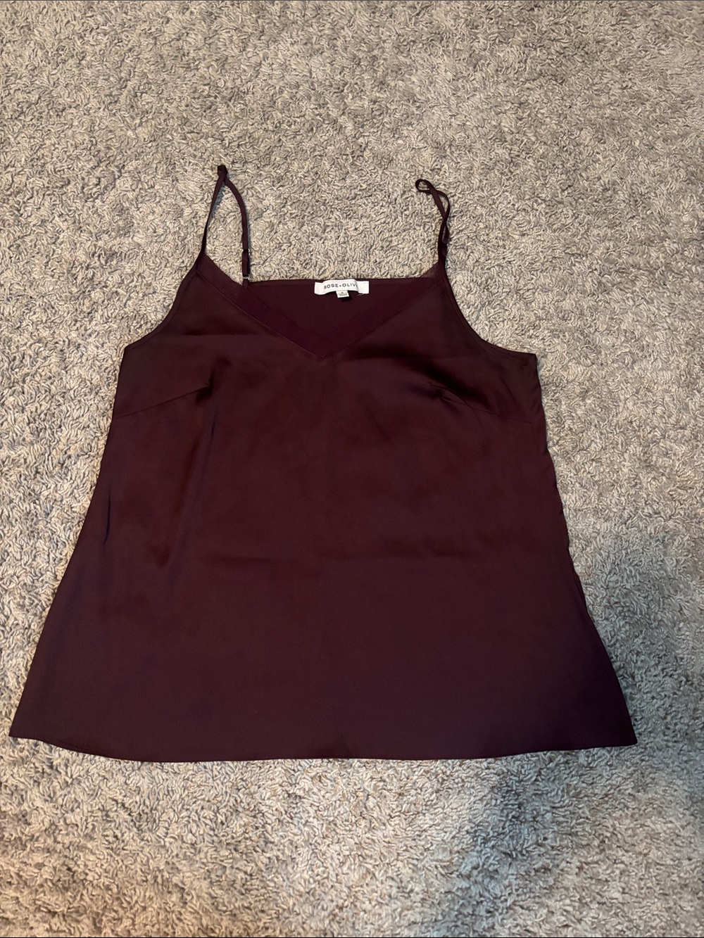 Rose & Olive Deep Plum V-Neck Satin Camisole